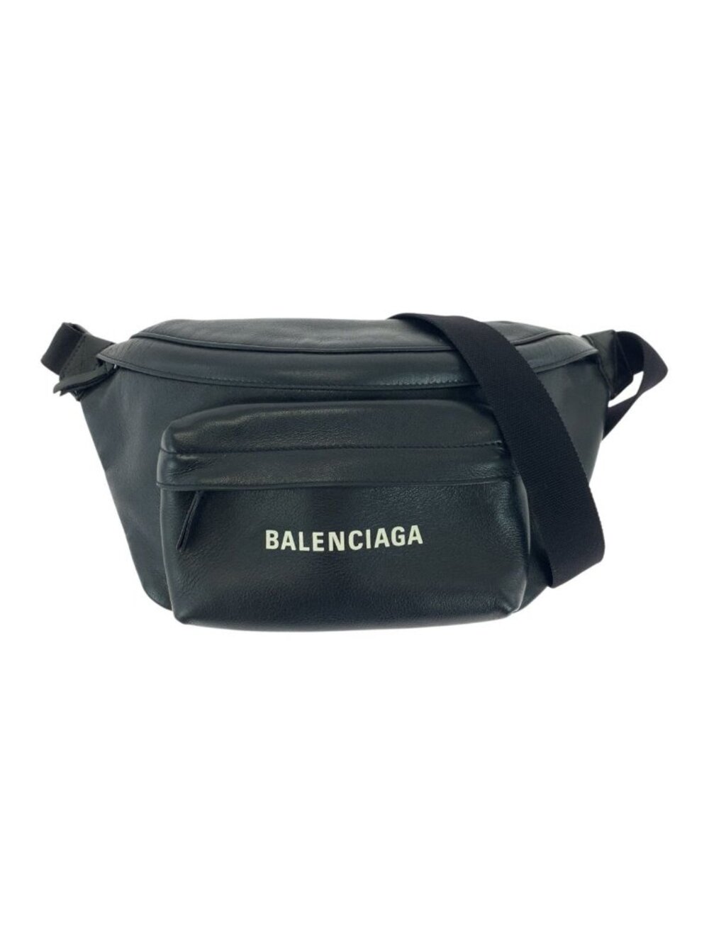 Balenciaga Everyday Logo Print Black Leather Belt Bag